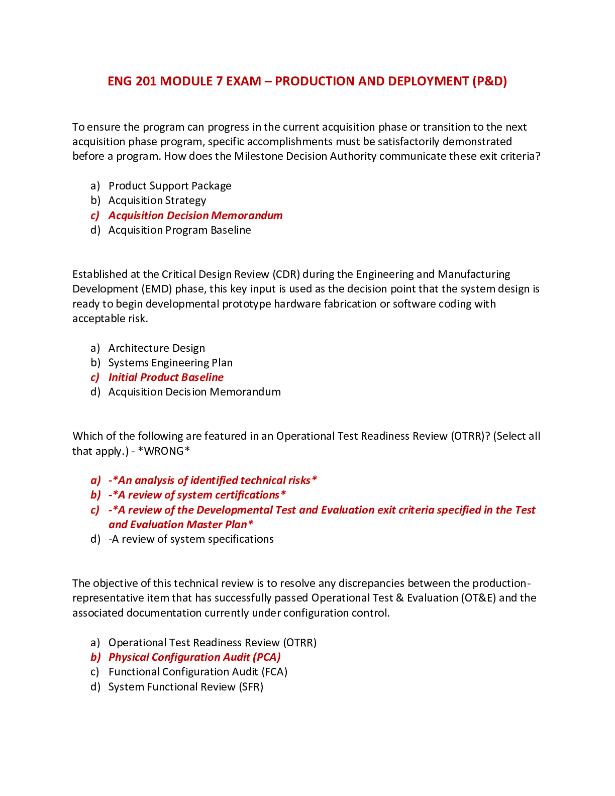 Preview of ENGLISH 201 / ENG 201 MODULE 7 EXAM – PRODUCTION AND DEPLOYMENT (P&D)